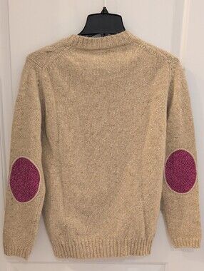 Hawick Knitwear Oatmeal Cable Crewneck Wool Sweater